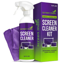Screen Mom Screen Cleaner Spray and Microfiber Cloth 16oz Formulated in the USA Screen Cleaner Spray and Wipes for TV, Laptop, Computer, Phone, iPad,