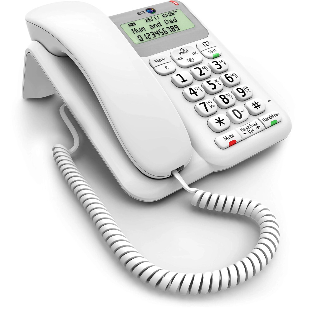 BT Décor 2200 Corded Landline House Phone, Home Phone, Phonebook, Handsfree, Mute Button, 1571 message indicator