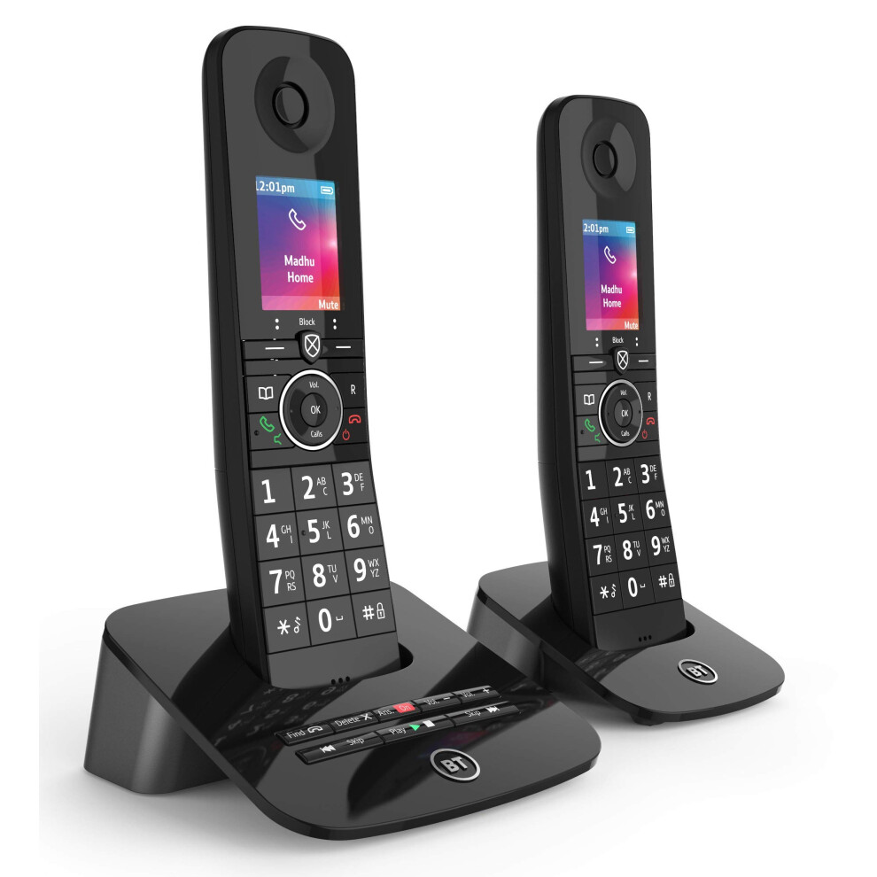 BT Premium Cordless Landline House Phone, Home Phone, 100 Percent Nuisance Call Blocker, Call Block Button, Answer Machine, Twin Handset Pack