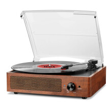 Mersoco Bluetooth Record Player Belt-Driven 3-Speed Turntable, Vintage Vinyl Record Players Built-in Stereo Speakers, with Headphone Jack/Aux Input/R