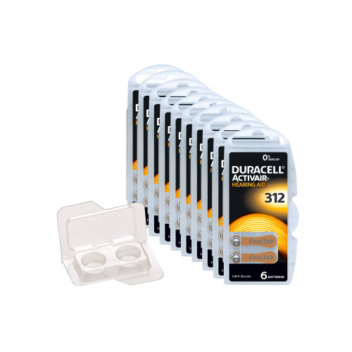 Duracell Activair Type 312 Hearing Aid Batteries Pack of 60 | Reliable Performance | Long Life | Mercury Free | EasyTab Technology