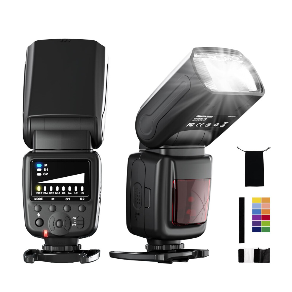 Photoolex Flash Speedlite For Canon Nikon Sony Panasonic Olympus Fujifilm Pentax And Other Dslr Cameras And Digital Cameras Speedlight With Standard 3648372133550