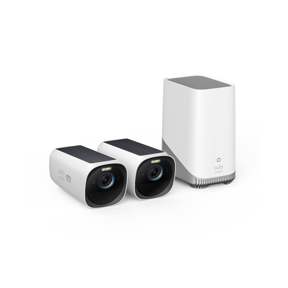 eufy Security S330 eufyCam 3 2-Cam Kit Security Camera Outdoor Wireless, 4K Camera with Integrated Solar Panel, Forever Power, Face Recognition AI, E