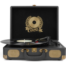 Vinyl Record Player Bluetooth 3-Speed Portable Vintage Suitcase with Built-in Speakers, RCA Line Out AUX in Headphone Jack Vintage Turntable, Black