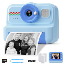 HiMont Kids Camera Instant Print, 1080P Instant Print Camera for Kids with 32GB Card & 3 Rolls Paper, Selfie Digital Camara, Funny Toys Gifts for Boy
