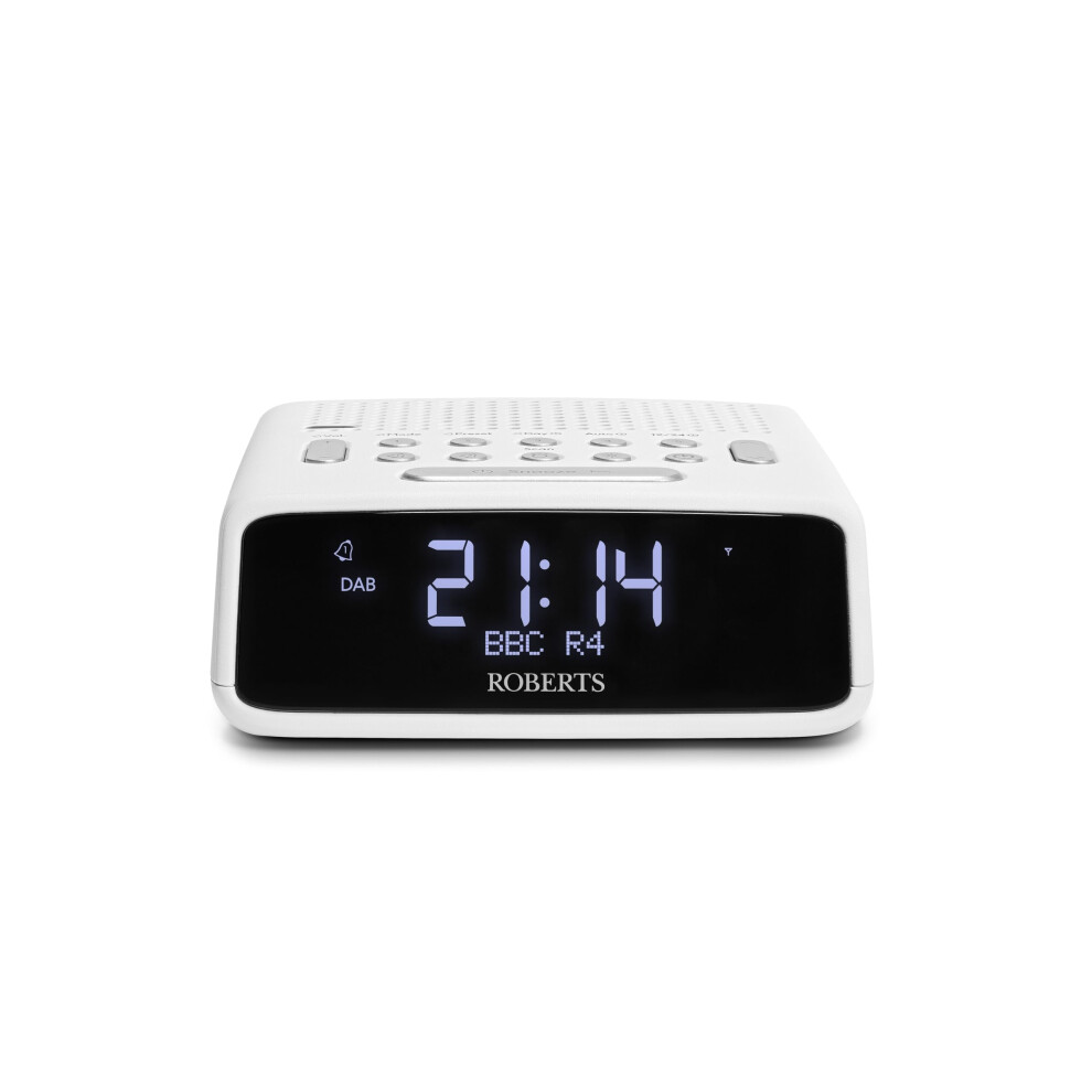 Roberts ORTUSDAB FM/DAB/DAB+ Digital Clock Radio with Bluetooth, Alarms with large LCD VA Display, White