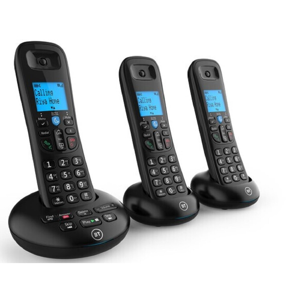 BT 3570 Cordless Landline House Phone with Nuisance Call Blocker, Digital Answer Machine, Trio Handset Pack