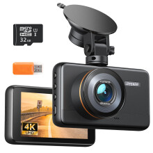 iZEEKER 4K Dash Cam, 2160P Car Camera with Free 32GB Card, Night Vision Dashcam with Loop Recording, G-Sensor Auto Lock, Parking Mode, WDR 400