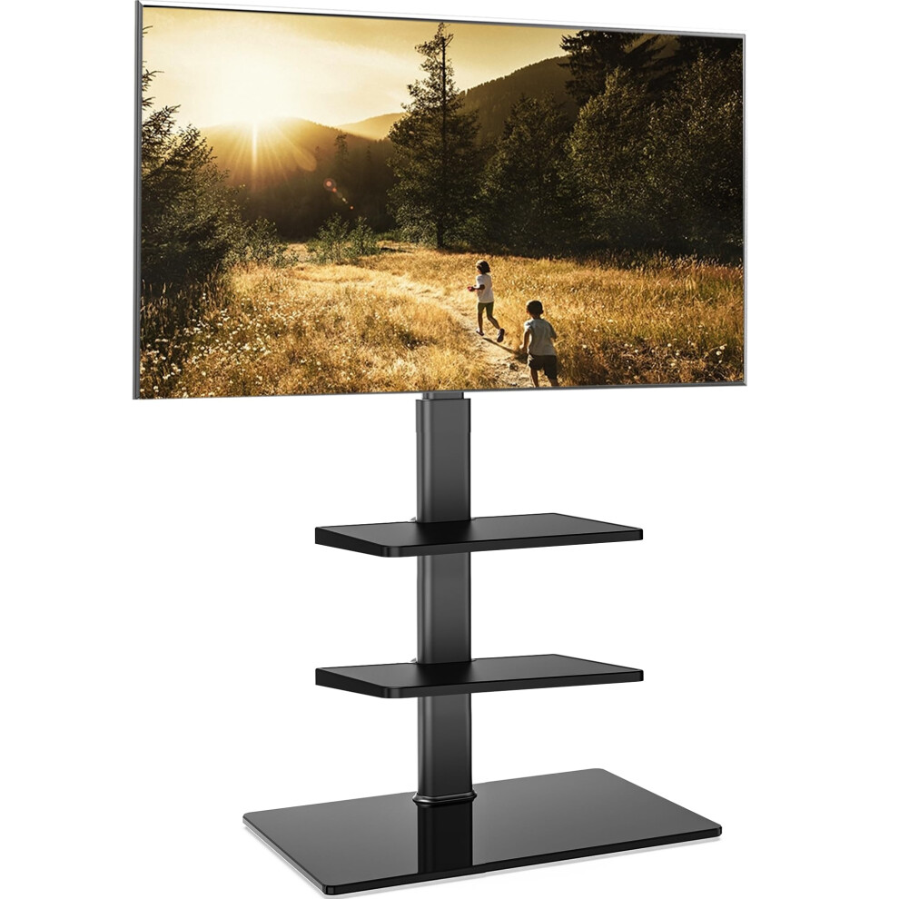 FITUEYES Floor TV Stand 3 Shelves for 32" - 60" Screen 70 Swivel Bracket 8 Adjustable Heights Cable Management Max. VESA 600x400 mm-image-OPC-PHJ8GSN-NEW