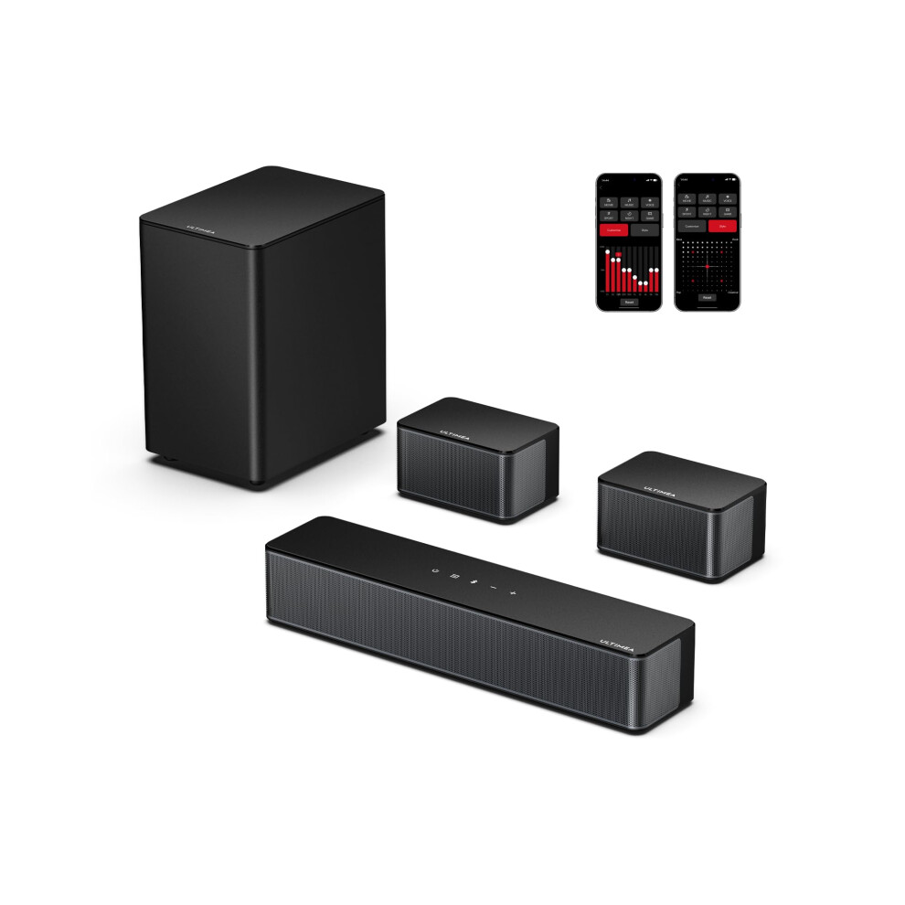 ULTIMEA 5.1 Sound Bar for Smart TV, Virtual Surround Sound System for TV, 320W Peak Power, Adjustable Surround Speakers and Subwoofer, APP Control, H