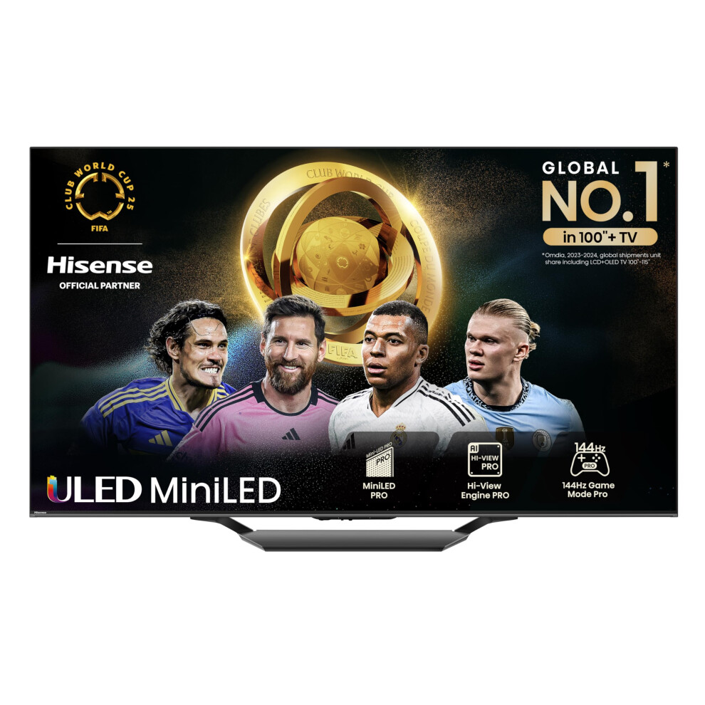 Hisense 55 Inch 144Hz Mini-LED Smart TV 55U7NQTUK - Quantum Dot Colour, Dolby Vision IQ & Atmos, iMax Enhanced, Built-in Subwoofer and Vidaa OS with