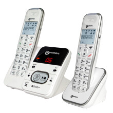Geemarc Amplidect 295 Twin - Loud Cordless DECT Phone and Additional Handset with Answer Machine and Big Buttons for the Elderly - Low to Medium Hear