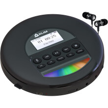 KLIM Nomad - Portable CD Player with Long-Lasting Battery - with Headphones - Radio FM - Compatible MP3 CD Player Portable - TF Card Radio FM Bluetoo
