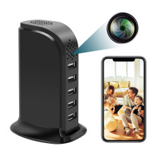 sakalaka Wireless 1080P HD Mini USB Charger Spy Hidden Camera WiFi, 5-Port USB Hub with Loop Recording Motion Detection for Home Security, Remote Con