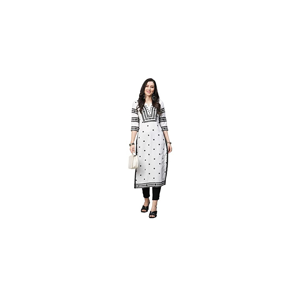 GoSriKi Women's Cotton Blend Embroidered Straight Kurta (Stho-White-Nw2-GS_S_White_Small)-image-OPC-PHJ75TJ-NEW