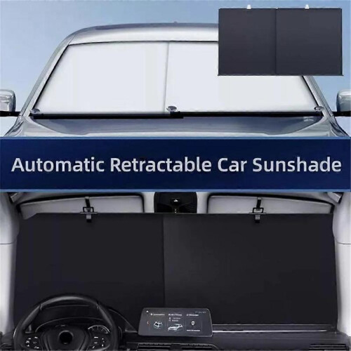 Automatic Retractable Car Sunshade Windshield Universal Rolling UV Protector 1