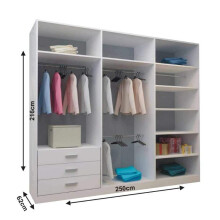 (250 cm, Oak) LushBird Modern Sliding Wardrobe with LED Light Space-Saving Bedroom Closet ,Multiple Sizes with Shelves & Hanging Rails 2 or 3 Sliding Doors
