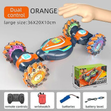 (Orange, big Dual Remote Control) Shirem Rc Car,Gesture Sensing Rc Stunt Car Toys,Rc Stunt Car,2.4ghz 4wd Car