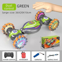 (Green, big Dual Remote Control) Shirem Rc Car,Gesture Sensing Rc Stunt Car Toys,Rc Stunt Car,2.4ghz 4wd Car