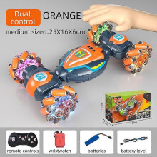 (Orange, Medium Dual Remote Control) Shirem Rc Car,Gesture Sensing Rc Stunt Car Toys,Rc Stunt Car,2.4ghz 4wd Car
