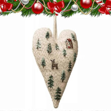 (Skiing) DIY Heart Embroidery Christmas Decoration,Christmas Heart Embroidery Kit