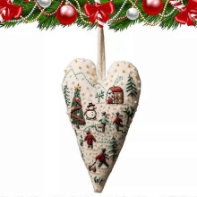 (Snowman) DIY Heart Embroidery Christmas Decoration,Christmas Heart Embroidery Kit