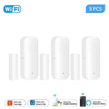 (WIFI 3pcs) Tuya Zigbee WiFi Smart Door Window Sensor Alarm Detector Independent Magnetic Sensor Smart Home Via Alexa Google Home Smart Life