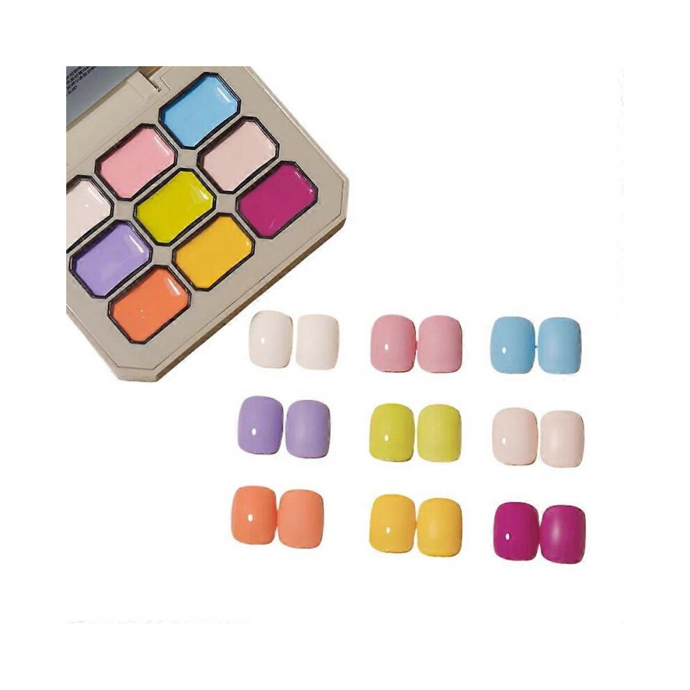 (color02)Creamy Colorful Nail Polish Set, Nine-Square Grid Solid Gel Glue Gel Nail Polish