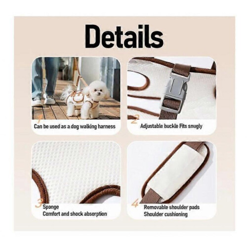(S, White) Breathable Multi-Function Pet Carrier Backpack - Adjustable Shoulder Sling 2