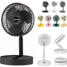 (Black 2000mAh) Telescopic Folding Fan - 2024 New Portable USB Rechargeable Collapsible Desk Fan 360 Degree Rotation Cooler for Home