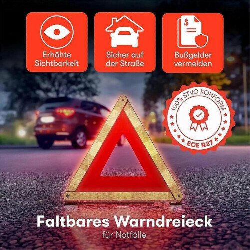 Car Warning Triangle According to Current Standard 2024 ECE R27 Foldable 1