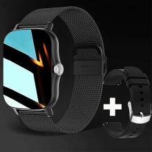 (Black and strap) New 2023 Smart Watch Women Men Smartwatch Dial Call Square Smart Clock For Android IOS Fitness Tracker Trosmart Brand Y13