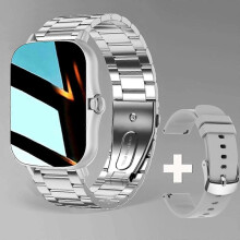 (Gray steel bracelet) New 2023 Smart Watch Women Men Smartwatch Dial Call Square Smart Clock For Android IOS Fitness Tracker Trosmart Brand Y13