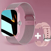 (Pink and strap) New 2023 Smart Watch Women Men Smartwatch Dial Call Square Smart Clock For Android IOS Fitness Tracker Trosmart Brand Y13