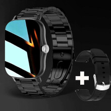 (Black steel bracelet) New 2023 Smart Watch Women Men Smartwatch Dial Call Square Smart Clock For Android IOS Fitness Tracker Trosmart Brand Y13