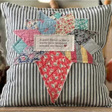 (d) Vintage Quilt Friendship Pillow,Friends are The Stitches Pillow Friendship Gifts