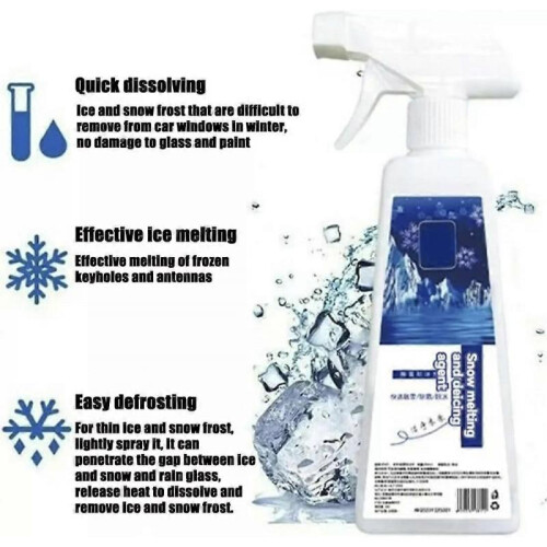 (500ml) Fast-Acting Ice Melting Spray , 2025 New 500ml Deicer Spray for Car Windshield 2