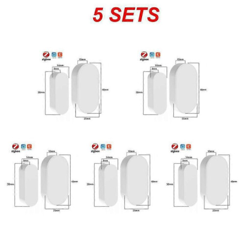 (5pcs) Tuya Zigbee Door And Window Magnetic Sensor Wireless Door Detector Open Entry Smart Security Alarms Compatible With Alexa Google