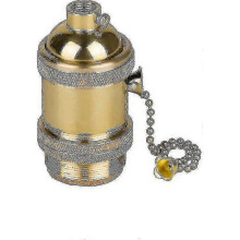- Vintage E27 Light Bulb Holder Socket Lamp Base with Copper Color Brass Chain Switch-perfect