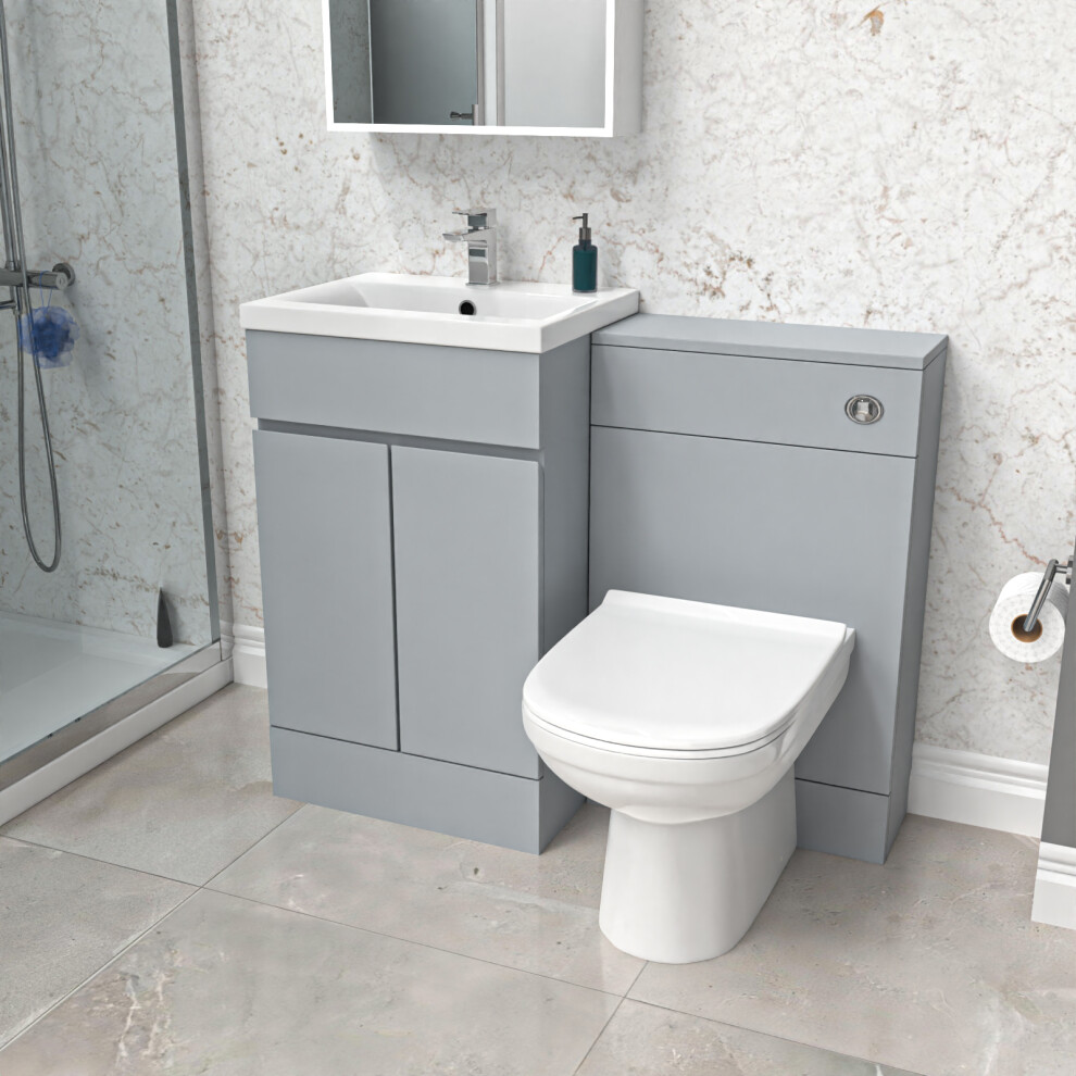 Nes Home Matte Grey 500mm Vanity Unit with WC Unit & BTW Toilet