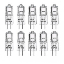 10pack G4 Halogen Light Bulbs 10w 12v Dimmable 2 Pin Lamp Bulb, Warm White Clear Capsule 2 Pin Base, for Lighting