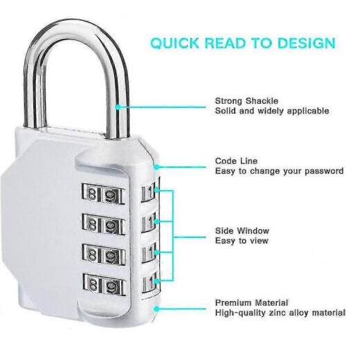 Combination Padlock Number Locker Combination Padlock 4 Digit Gym Combination Lock Silver 2