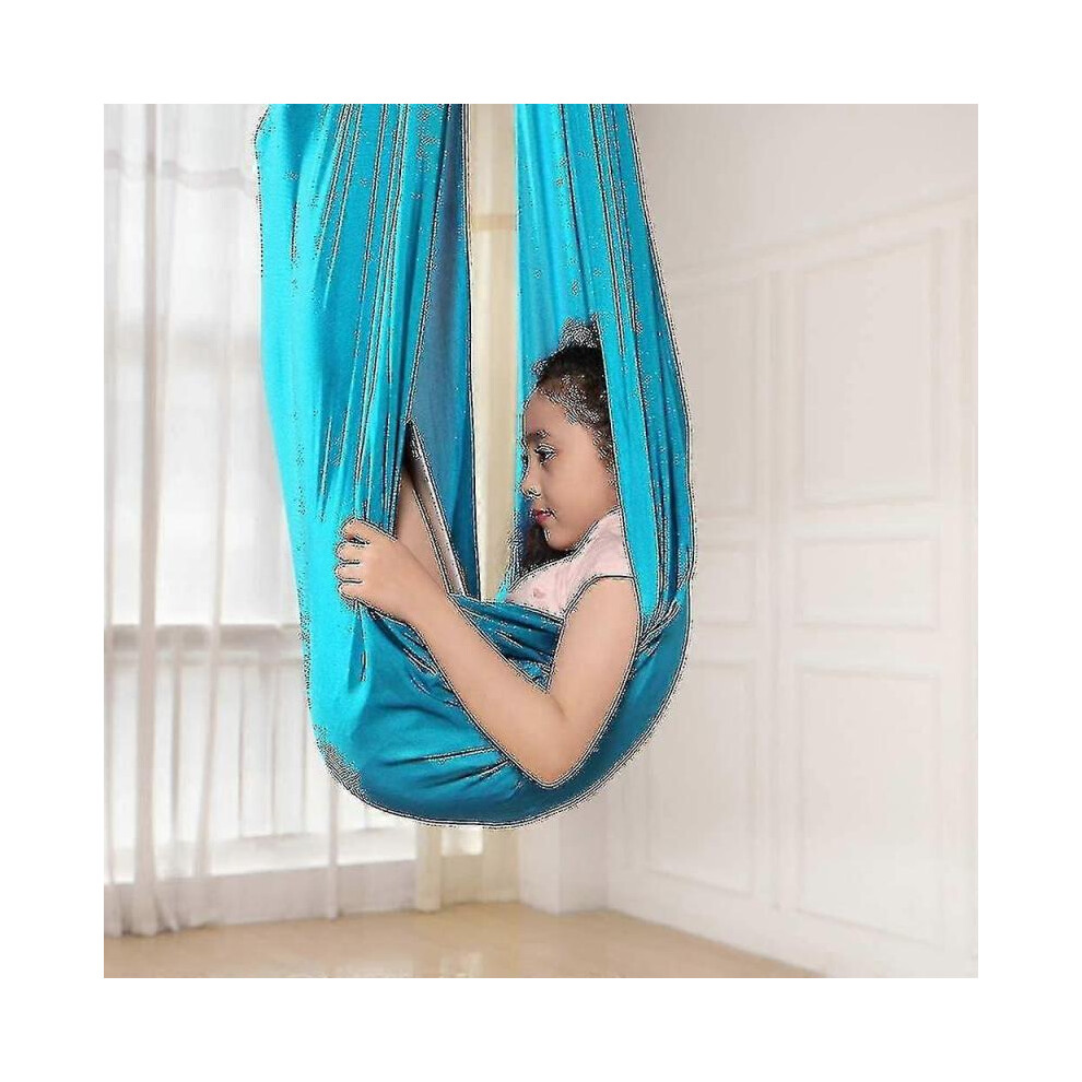 (150 X 280CM,Konigsblau)Sensory Therapy Swing For Kids For Indoor Outdoor 360 Kids Swing Hammock Elastic Hug Therapy Hanging Chair
