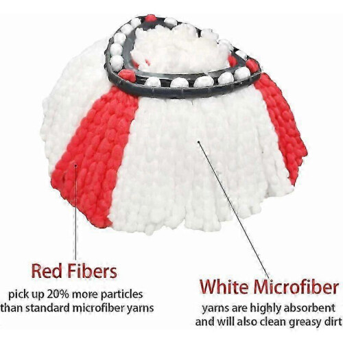 (4 Pack) Mop Heads Compatible with Vileda 2 In 1 Turbo Mop, Replacement Head, Microfiber, Red, White 2