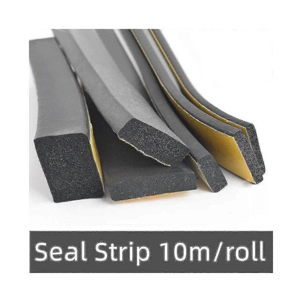 (10mm x 20mm x 2m)Epdm Self Adhesive Sponge Seal Strip Rubber Black Foam Strong Single-sided Adhesive Soundproof Anti-collision Seal Gasket