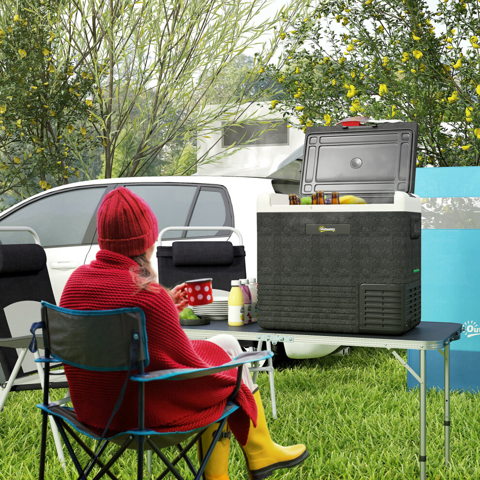 Outsunny 50L Car Refrigerator 12V Portable Freezer for Camping, Grey-image-OPC-P8YD26B-NEW