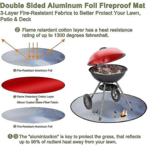 Fire Pit Mat 36 Inch Round Under Grill Pad Fireproof Mat Outdoor Floor Lawn Deck Protector 2