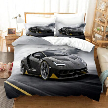 (Silver, EU single(135x200cm)) Sports Car Duvet Cover Sets Race Car Bedding Sets With Pillowcases For Teenagers Kids Boys Cool Bedroom Decor