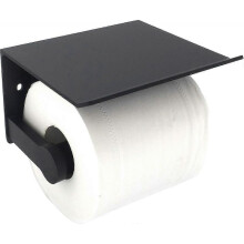 Toilet Roll Holder, Wall Holder, Bathroom Toilet Roll Holder with Mobile Phone Holder, Black
