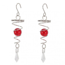 2Pcs Red Gazing Ball Spiral Tail Wind Spinner Stabilizer Stainless Steel Spiral Wind Chimes for Outside